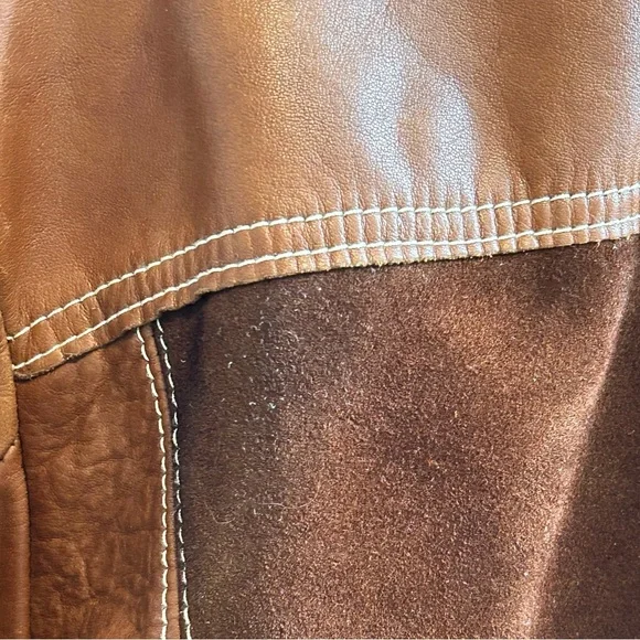 PIONEER Vintage Mens Two Tone Brown Leather Jacket-42 - Picture 6 of 11